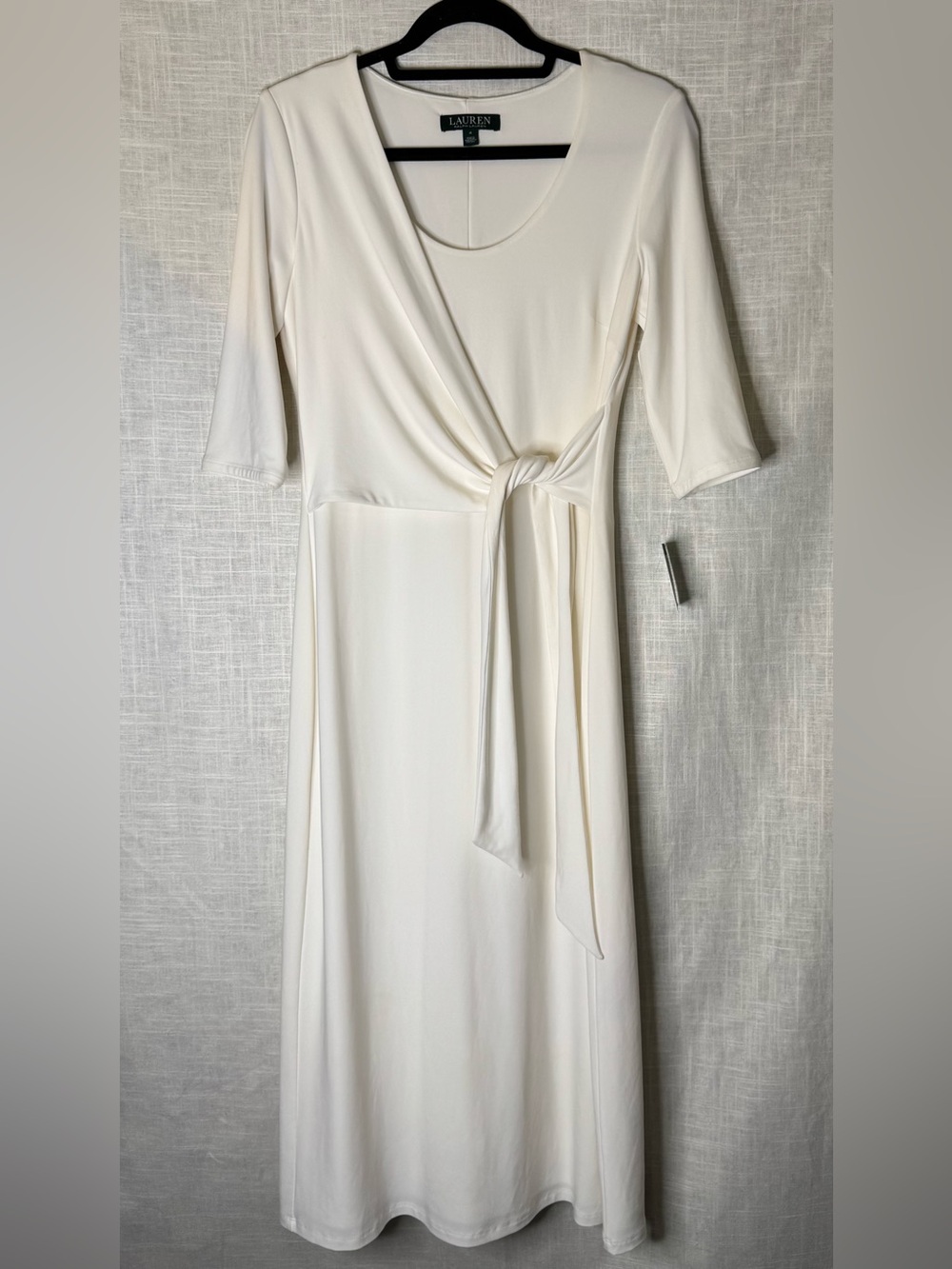 Lauren Ralph Lauren Ivory Tie-Front Maxi Dress
